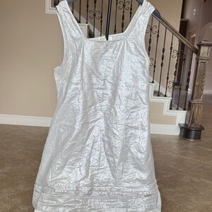 Women’s 100% Linen Shiny Silver Summer Dress by C & C California Size Large